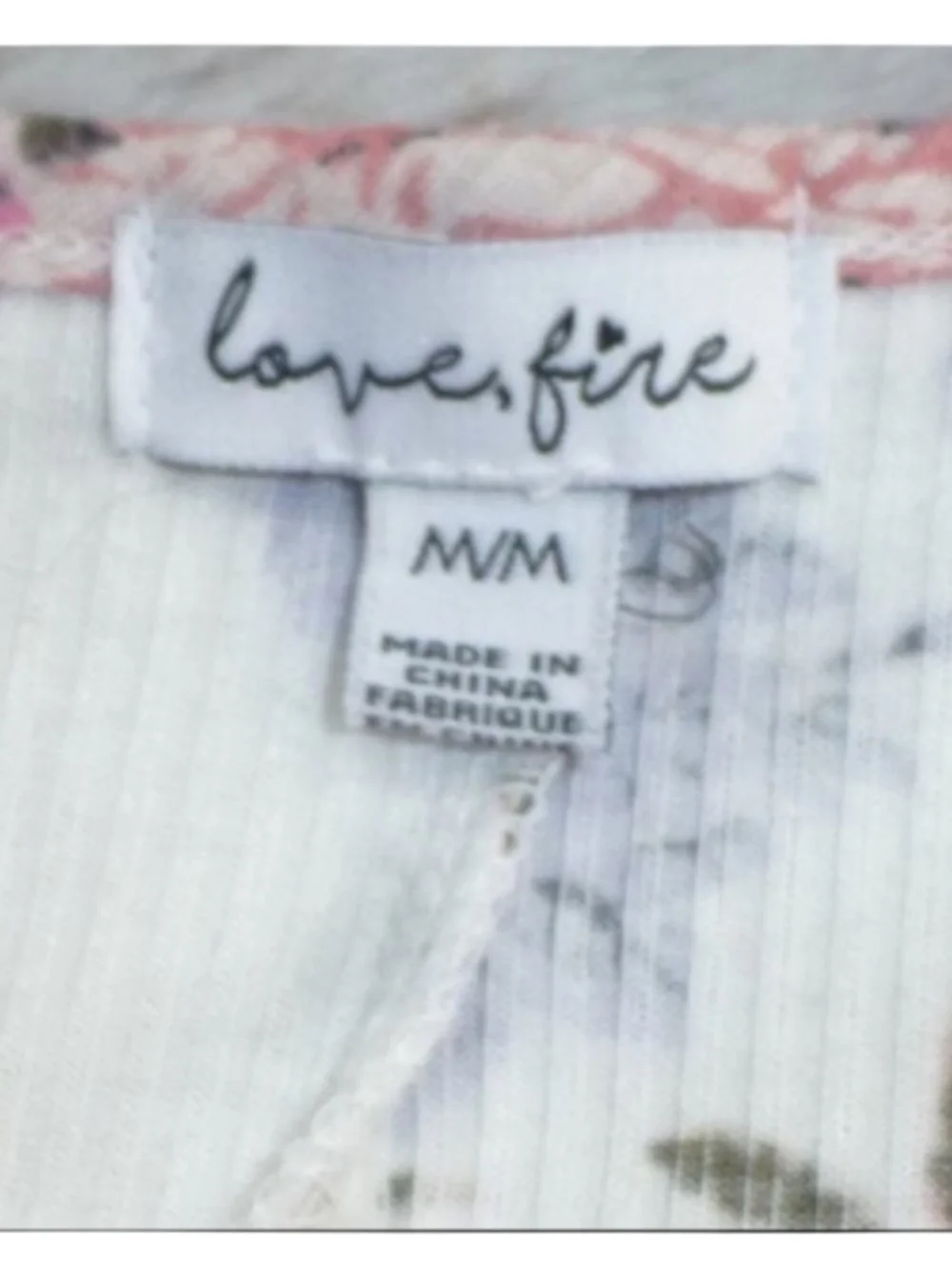 Love Fire, Short, A-Line Dress Strappy V-Neck, White Pink Purple Flower Summer M - Picture 7 of 9